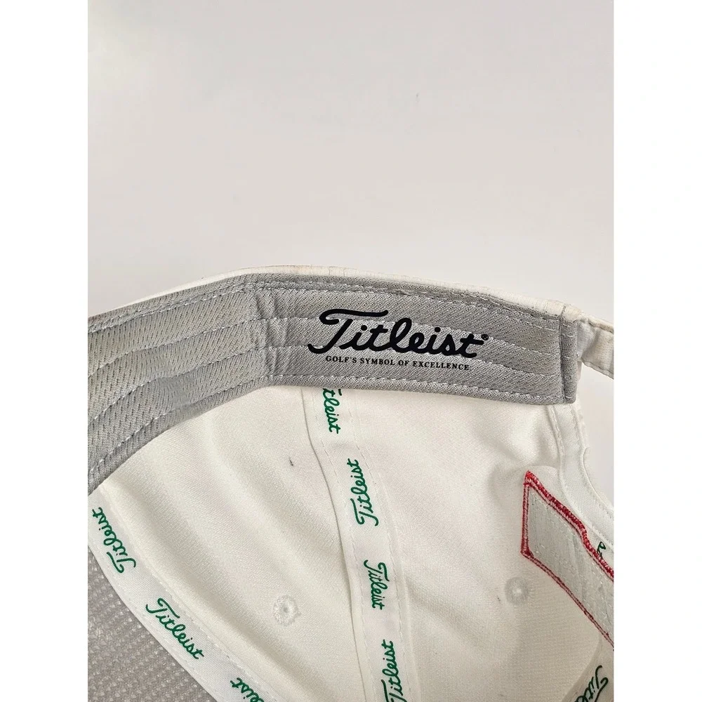 Titleist Hat Strapback White Green Pro V1 FJ FootJoy Golf Performance Casual Men